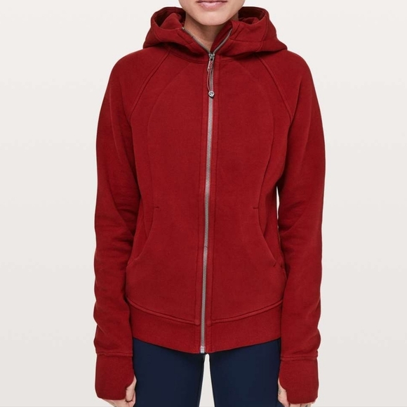 Lululemon Scuba Hoodie *Light Cotton FleeceDark Sport Red Size 6 Full Zip - Picture 1 of 4